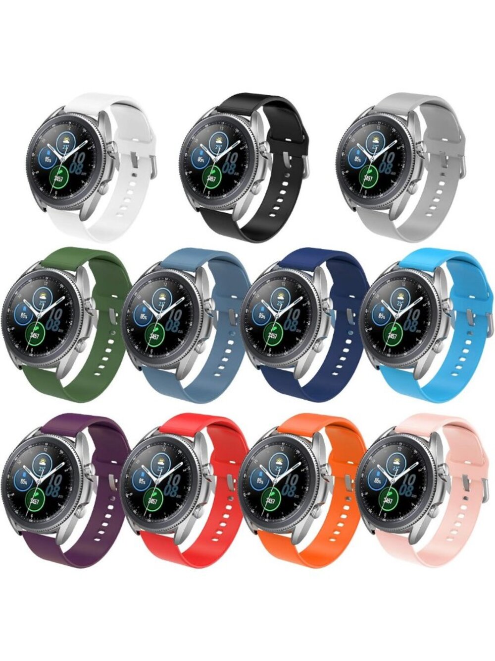 11-Pack 22mm Quick Release Soft Silicone Watch Bands for Galaxy Watch & Gear S3